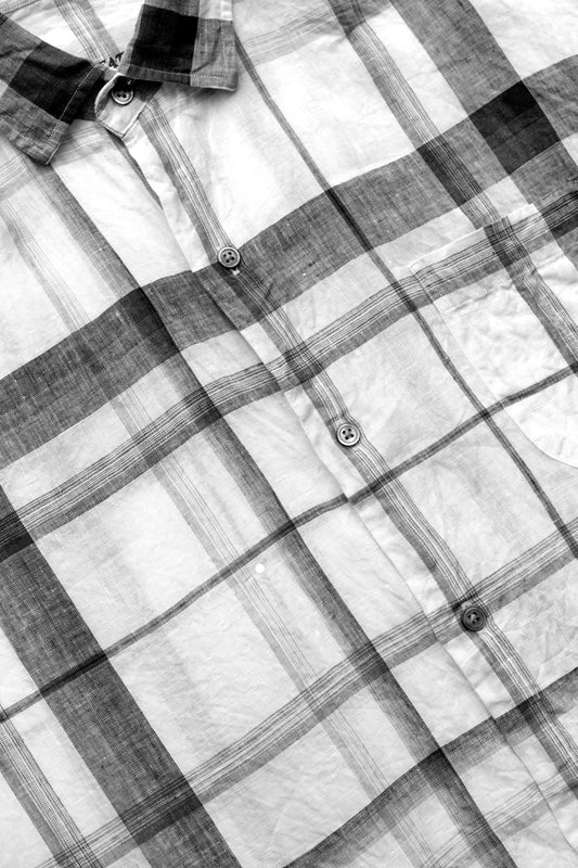 Porter Classic - BEAT WRITER SHIRT (LEGGIUNO GHIBLI SOFT LINEN) - BLACK CHECK