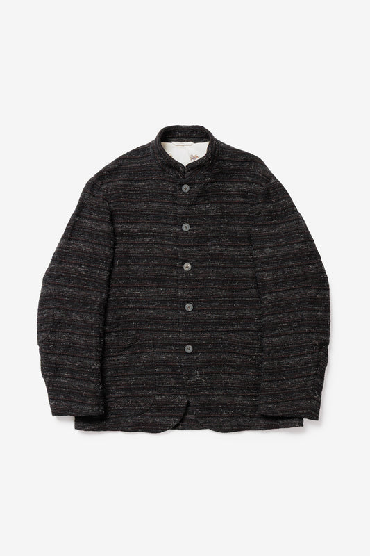 calmlence - JACKET030 - STAND COLLAR JACKET - BLK/KHK