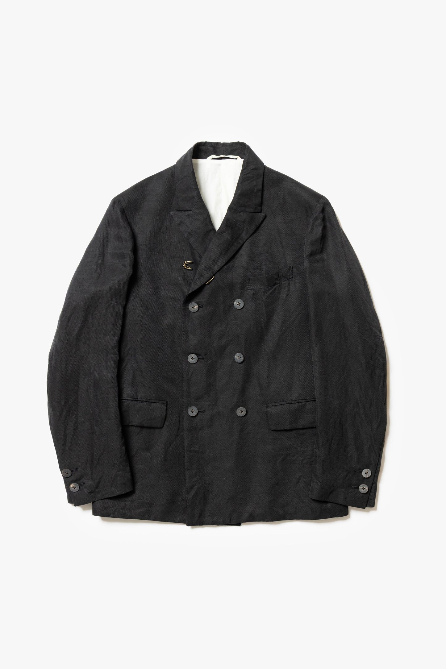 calmlence - JACKET047 DOUBLE BREASTED SACK COAT - BLK