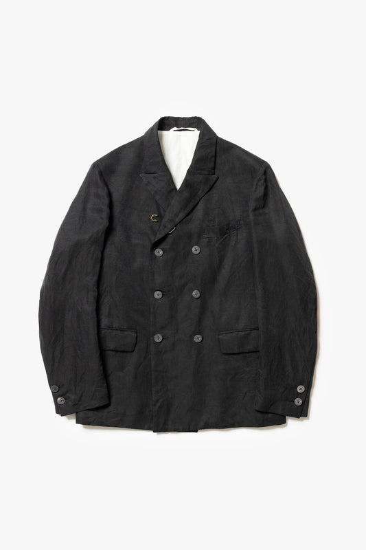 calmlence - JACKET047 DOUBLE BREASTED SACK COAT - BLK