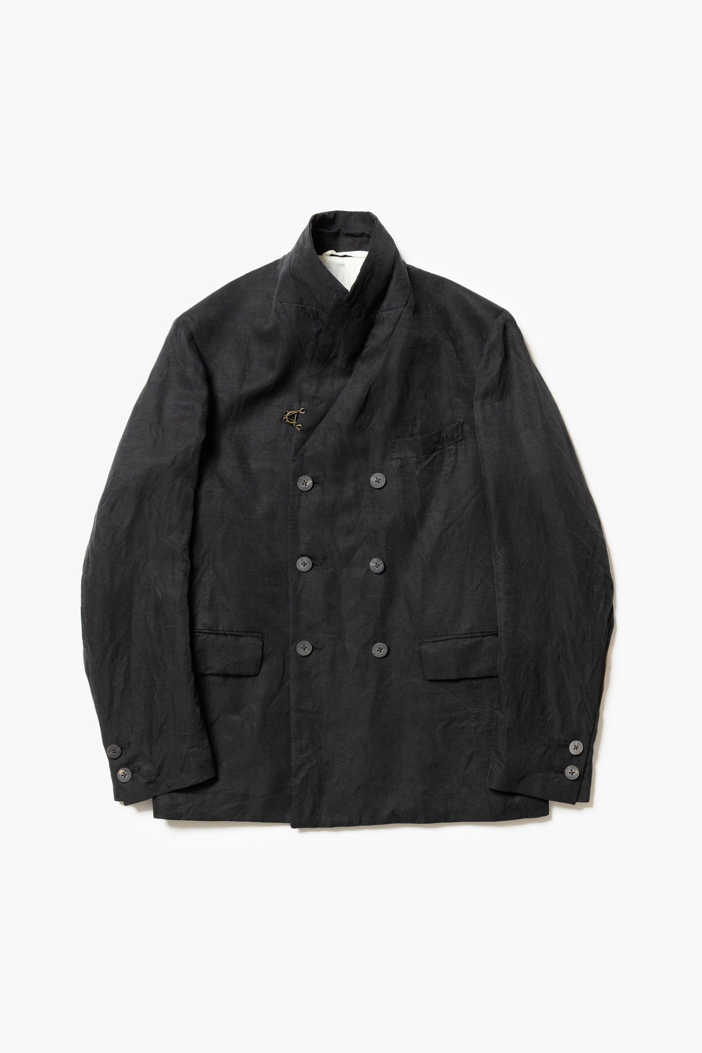 calmlence - JACKET047 DOUBLE BREASTED SACK COAT - BLK