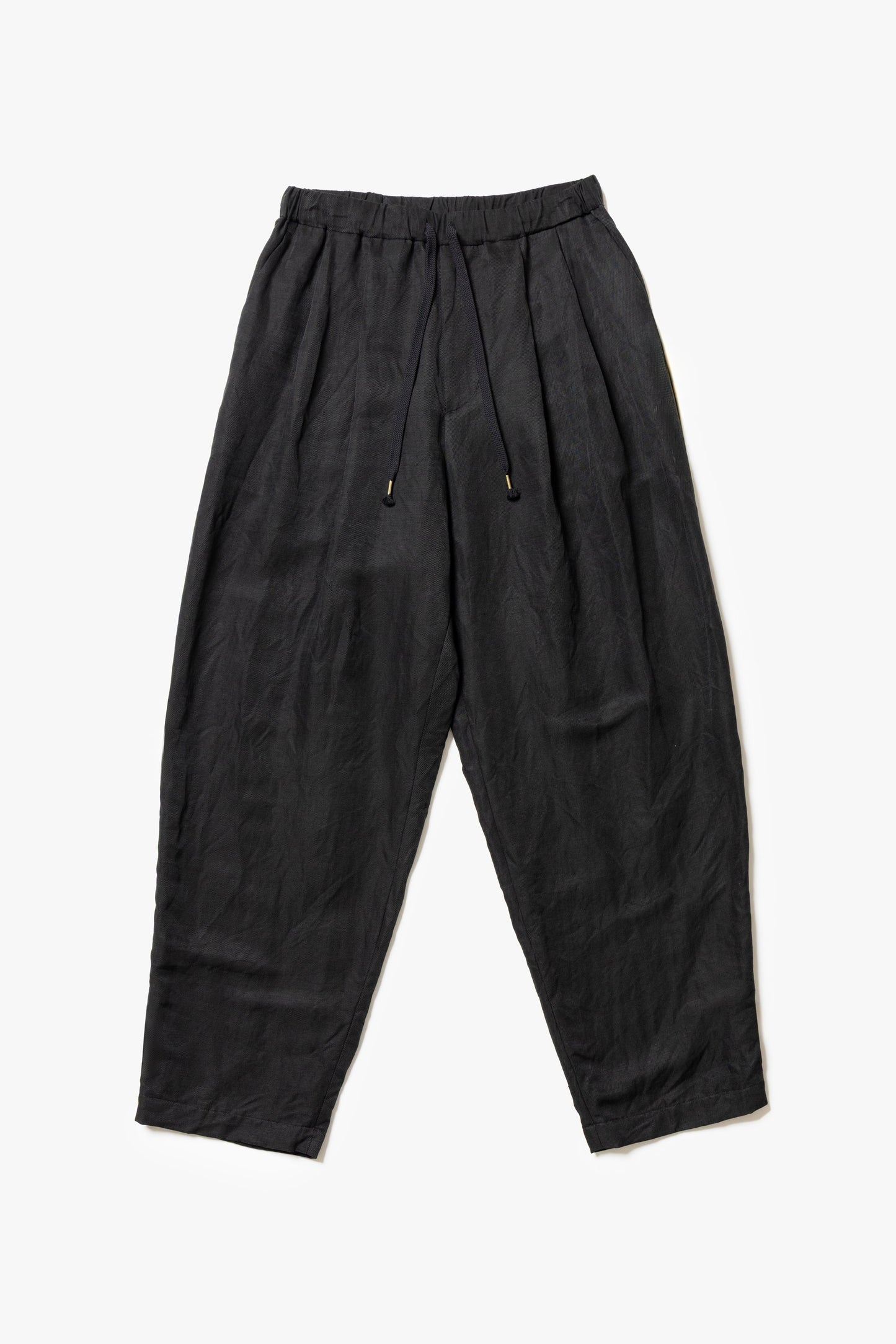 calmlence - PANTS051 DOUBLE PLEATED EASY TAPERED - BLK