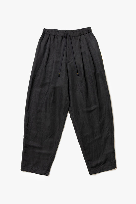calmlence - PANTS051 DOUBLE PLEATED EASY TAPERED - BLK