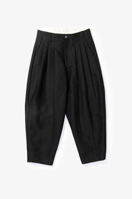 calmlence - PANTS045 TRIPLE PLEATED WIDE TAPERED - BLK