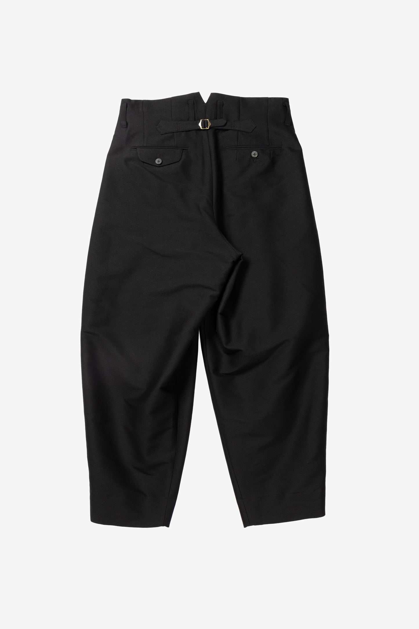 calmlence - PANTS045 TRIPLE PLEATED WIDE TAPERED - BLK