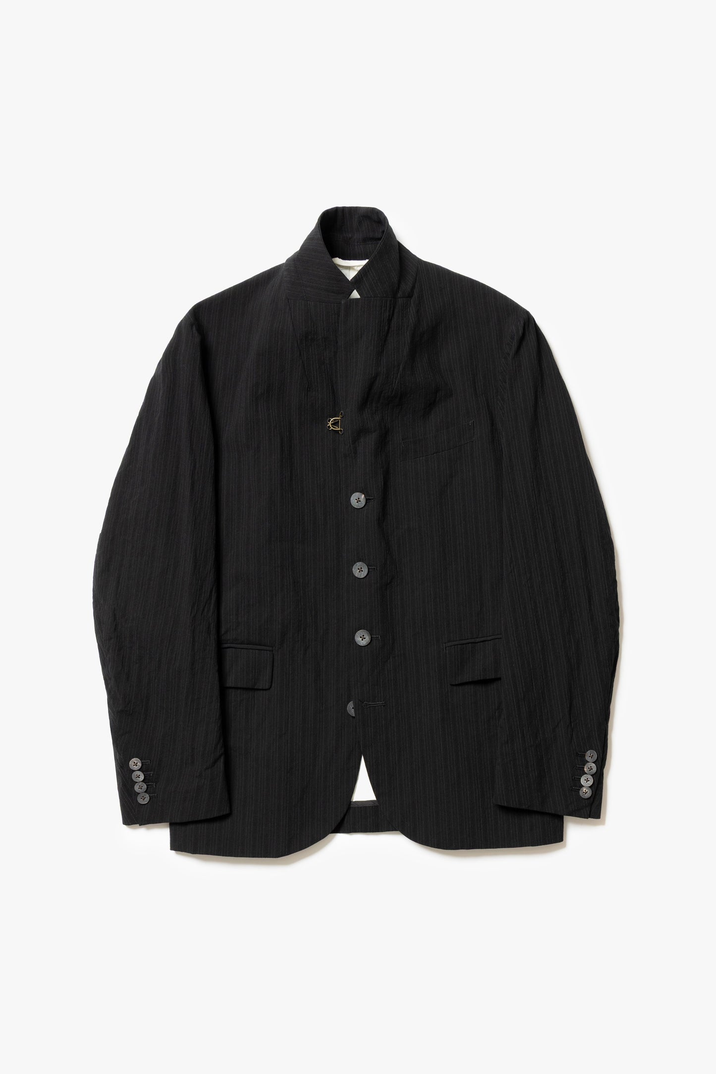 calmlence - JACKET043 NOTCHED LAPEL SACK COAT - BLKST