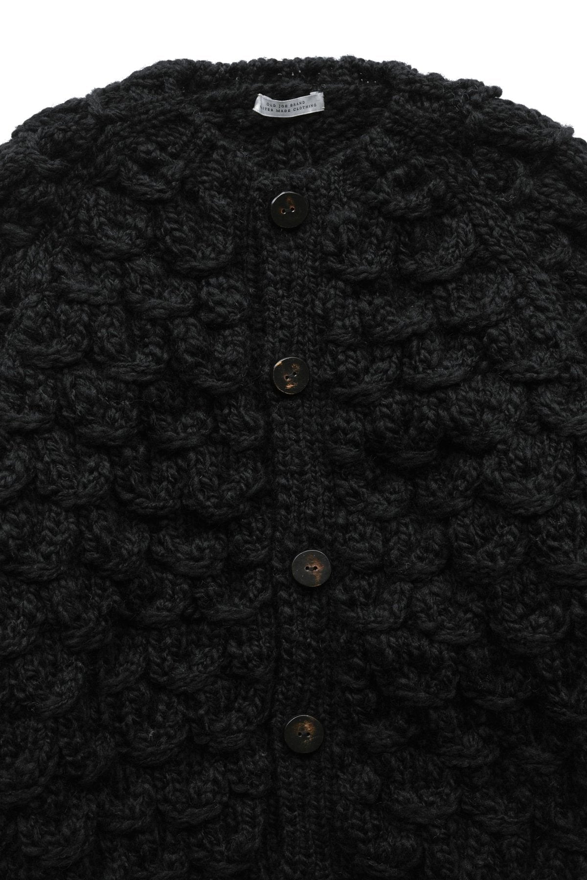 OLD JOE - SHELL PATTERN CREW-NECK COWICHAN - BLACK