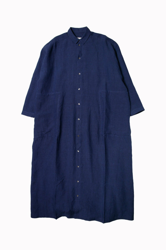 toogood - THE DRAUGHTSMAN DRESS - LAUNDERED LINEN - WORK BLUE
