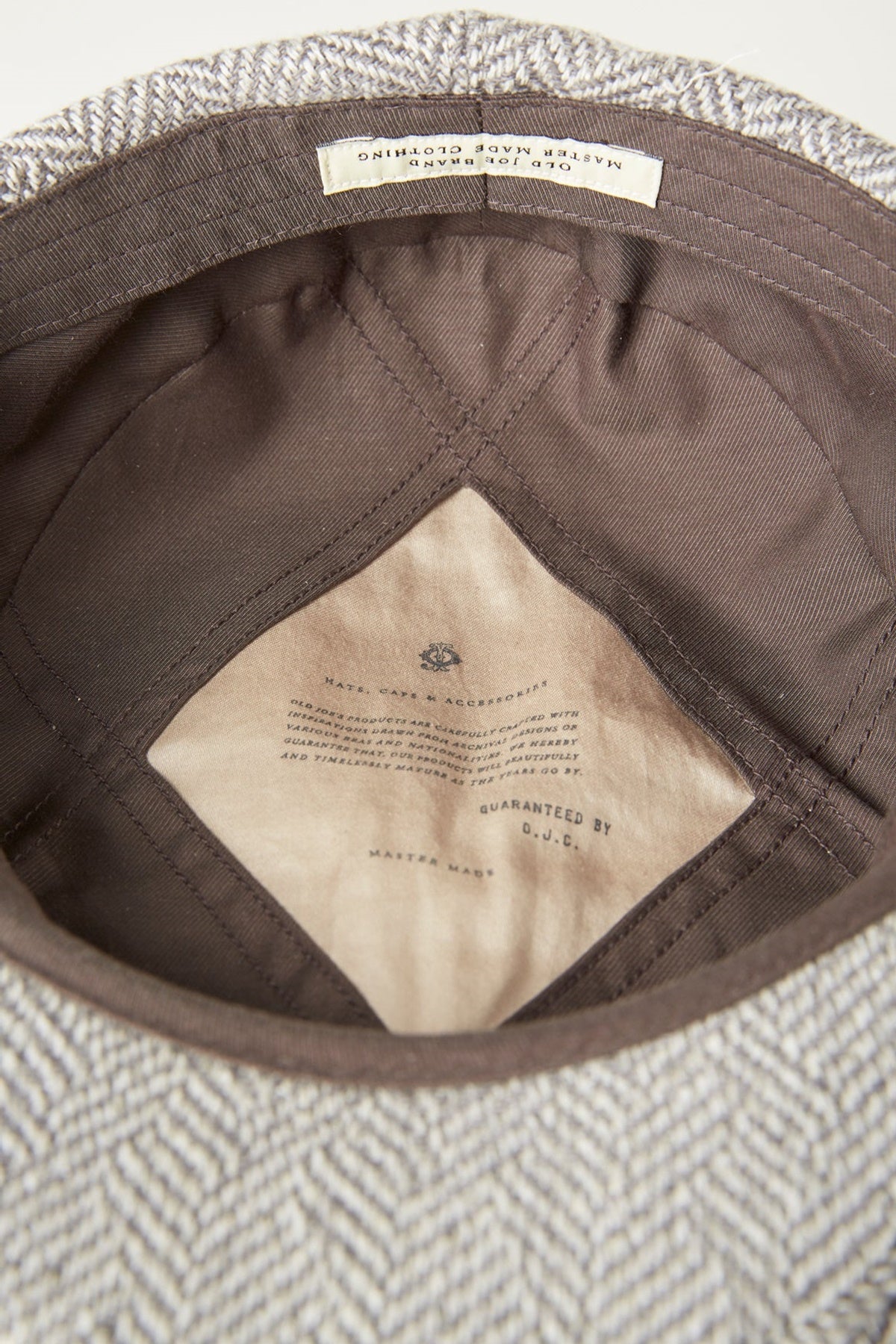 ○OLD JOE - SUMMER TWEED PEAKED CAP - FANCY HERRINGBONE(LIGHT GREY)