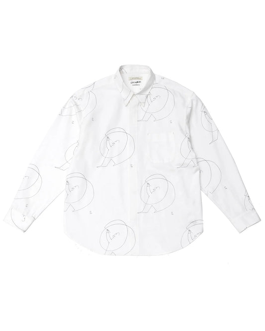 ○OLD JOE - HIDDEN BUTTON COLLAR SHIRTS (Saul Steinberg) - RAW WHITE