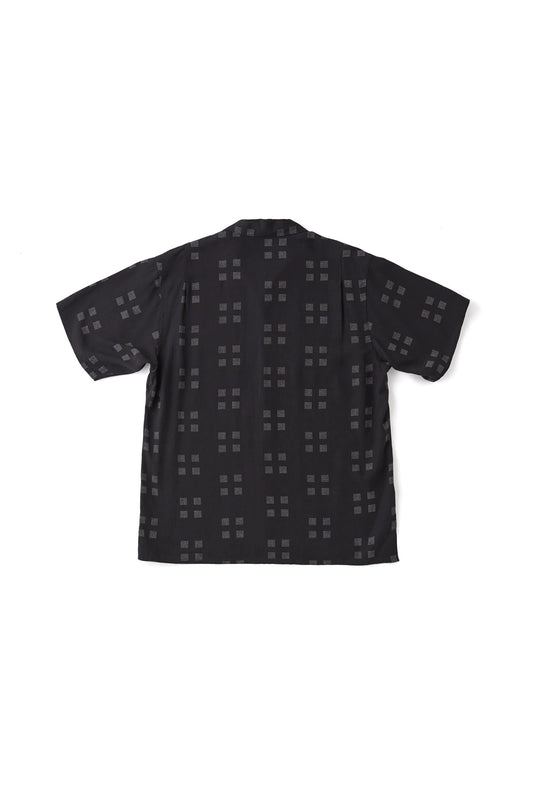 ○OLD JOE - ORIGINAL PRINTED OPEN COLLAR SHIRTS (Square Dot) Short-sleeve - ONYX