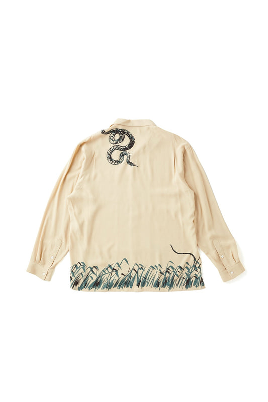 ○OLD JOE - ORIGINAL PRINTED OPEN COLLAR SHIRTS "Hebi" Long-sleeve