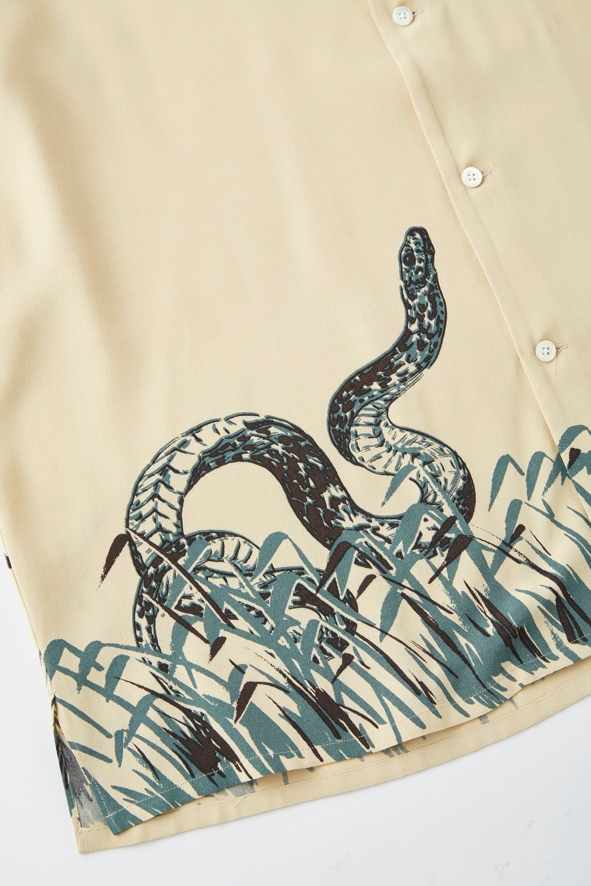 ○OLD JOE - ORIGINAL PRINTED OPEN COLLAR SHIRTS "Hebi" Short-sleeve