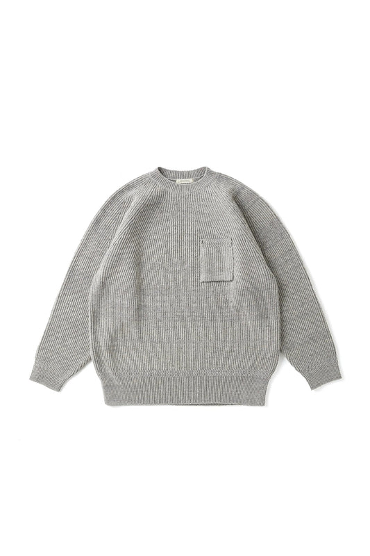 ○OLD JOE - BLENDED KEMPI CREW-NECK SWEATER - PEWTER