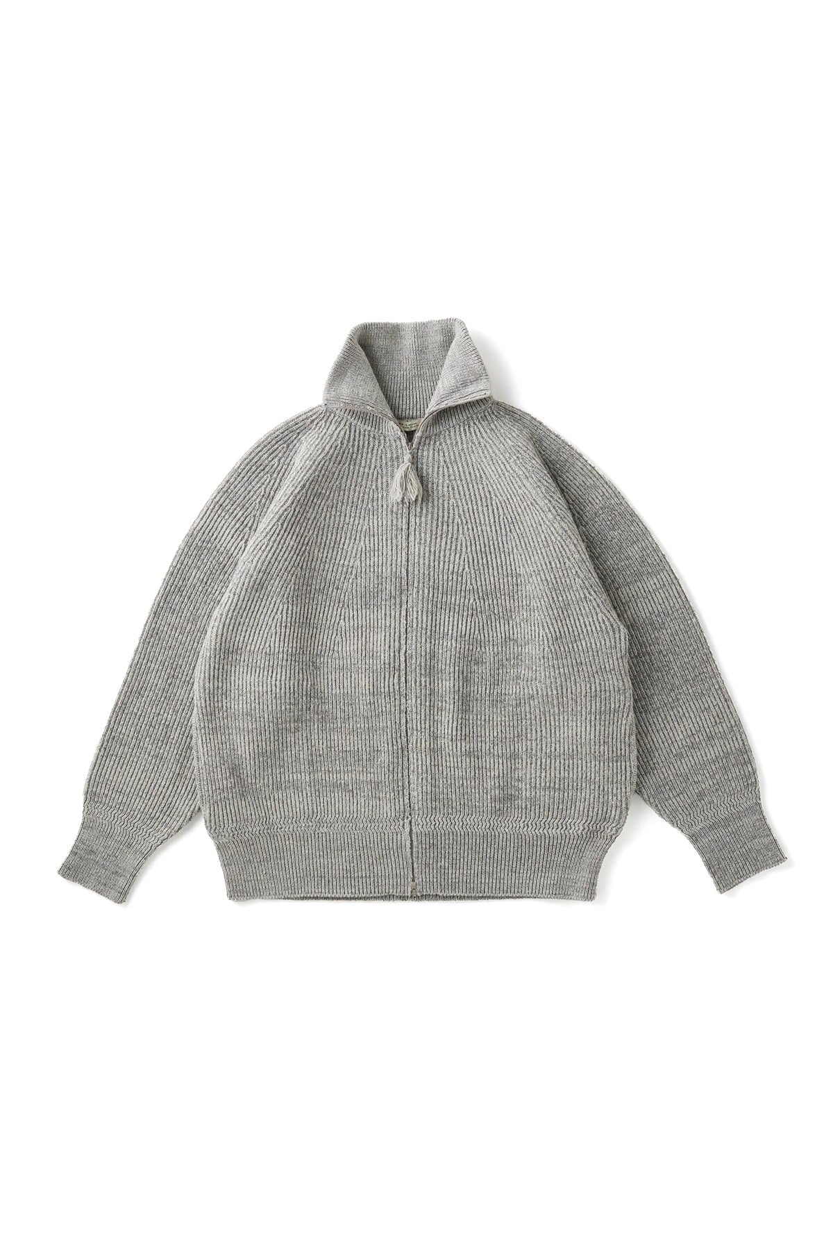 ○OLD JOE - BLENDED KENPI ZIP SWEATER - PEWTER