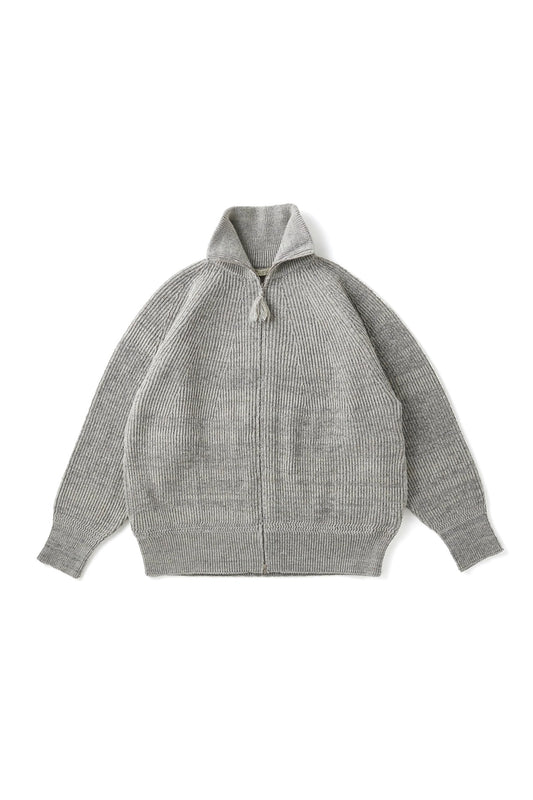 ○OLD JOE - BLENDED KENPI ZIP SWEATER - PEWTER