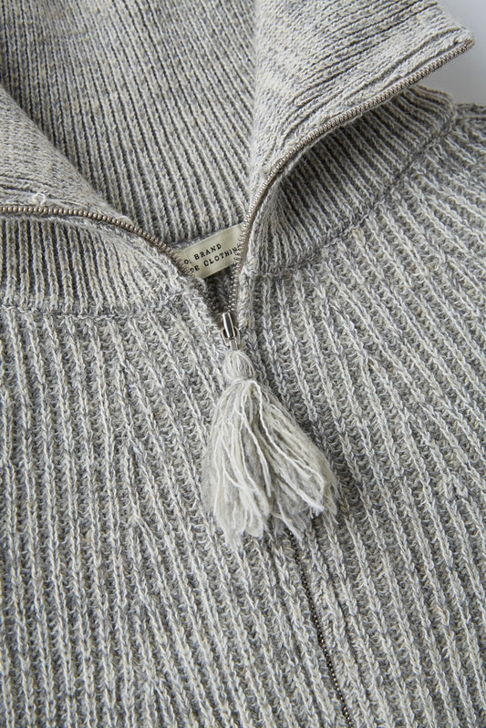 ○OLD JOE - BLENDED KENPI ZIP SWEATER - PEWTER