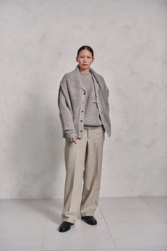 ○OLD JOE - BLENDED KEMPI WOOL RAPEL CARDY - PEWTER