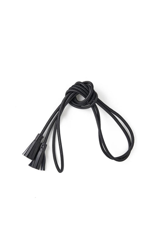 ○OLD JOE - LEATHER STRING BELT - ONYX