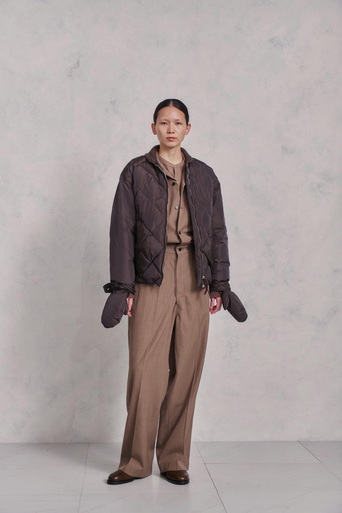 ○OLD JOE - HIGH COUNTSILK MITTEN PUFF JACKET - WHISKY