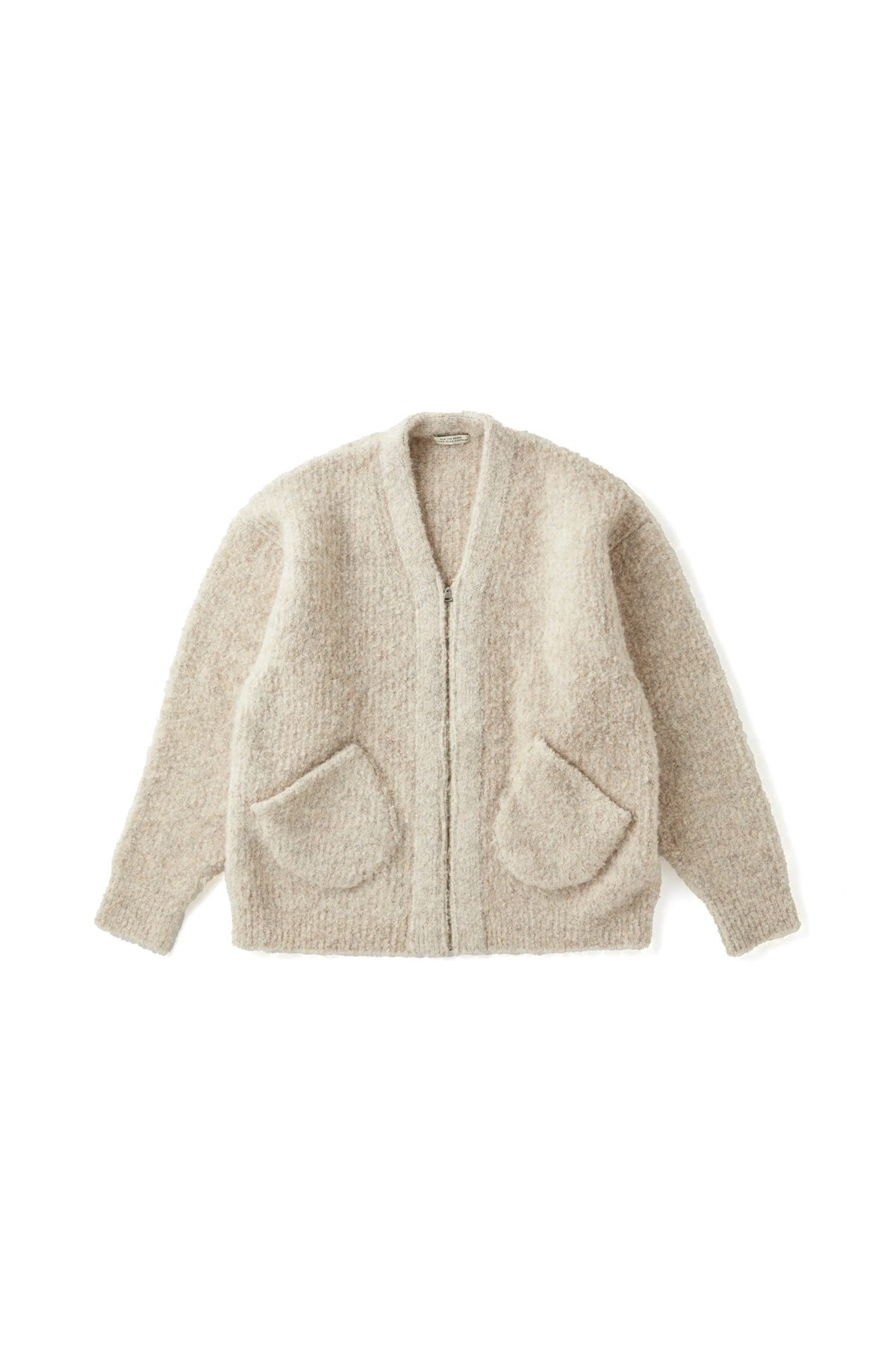 ○OLD JOE - BOUCLE ALPAKA ZIP CARDIGAN - IVORY