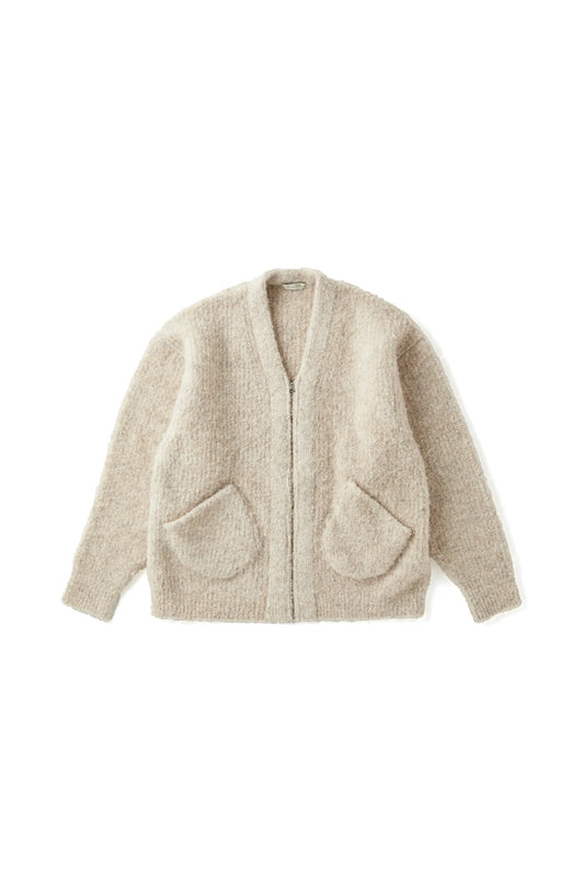 ○OLD JOE - BOUCLE ALPAKA ZIP CARDIGAN - IVORY
