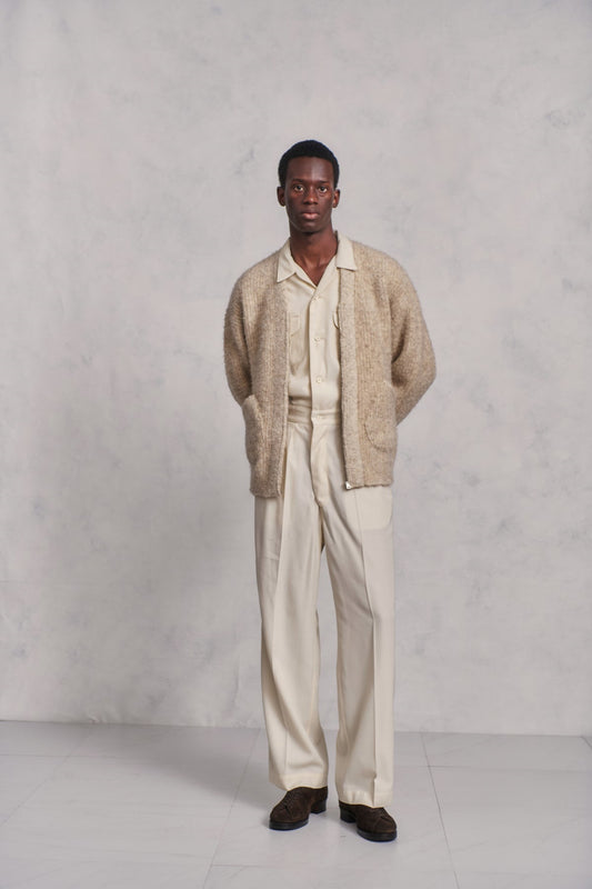 ○OLD JOE - BOUCLE ALPAKA ZIP CARDIGAN - IVORY