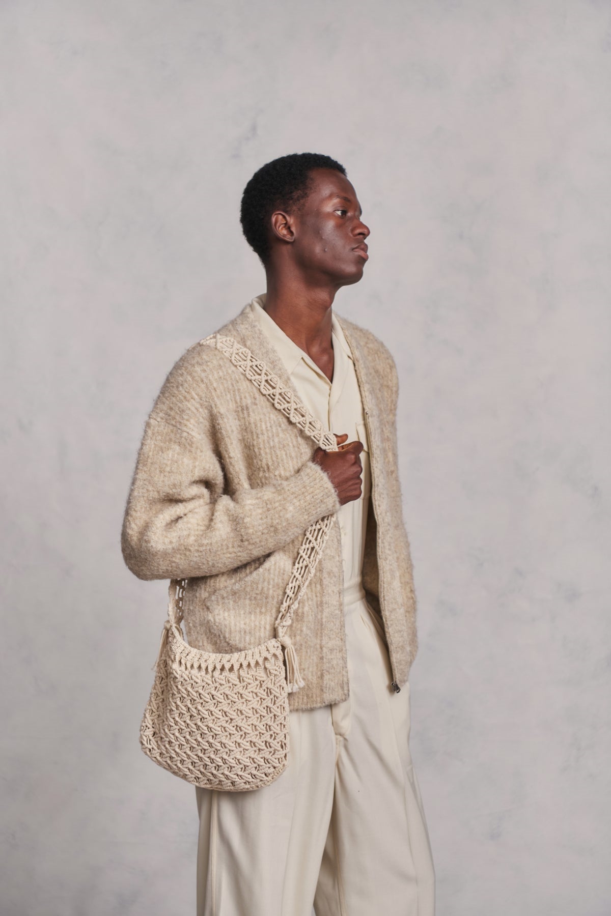 ○OLD JOE - BOUCLE ALPAKA ZIP CARDIGAN - IVORY