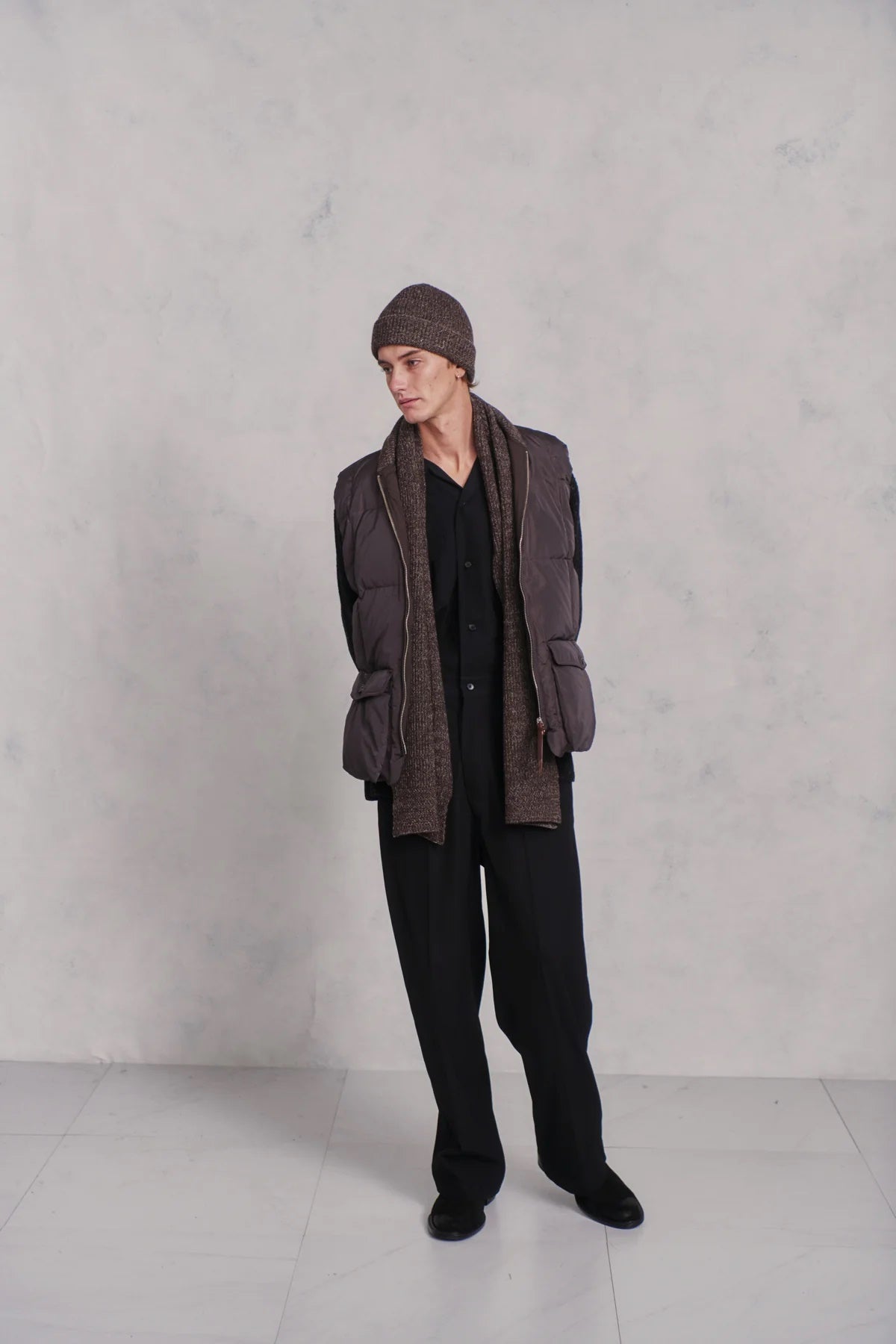 ○OLD JOE - BLENDED KEMPI SWEATER SCARF - BARK