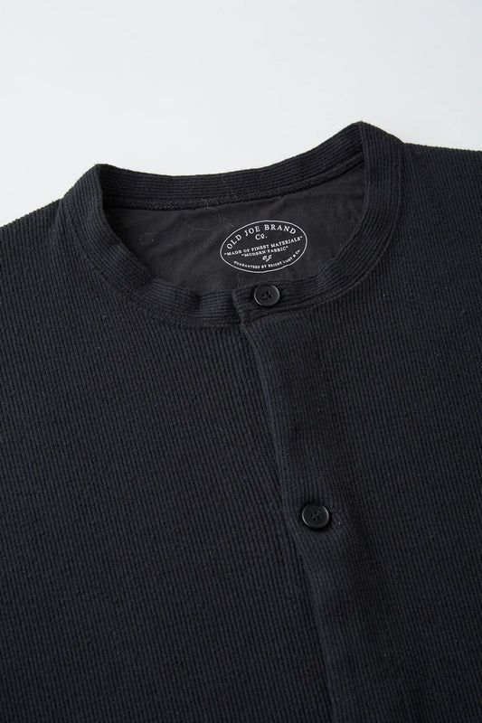 ○OLD JOE - BUTTON FRONT SILK NEP RIBED TOPS - ONYX