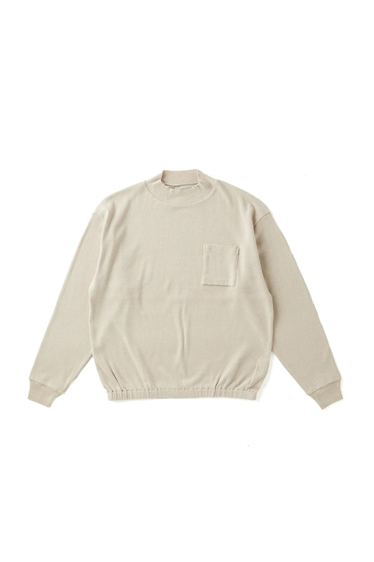 ○OLD JOE - MOCKNECK SILK NEP RIBED TOPS - FOG