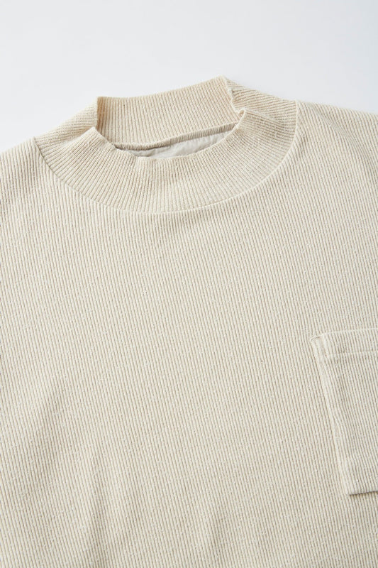 ○OLD JOE - MOCKNECK SILK NEP RIBED TOPS - FOG