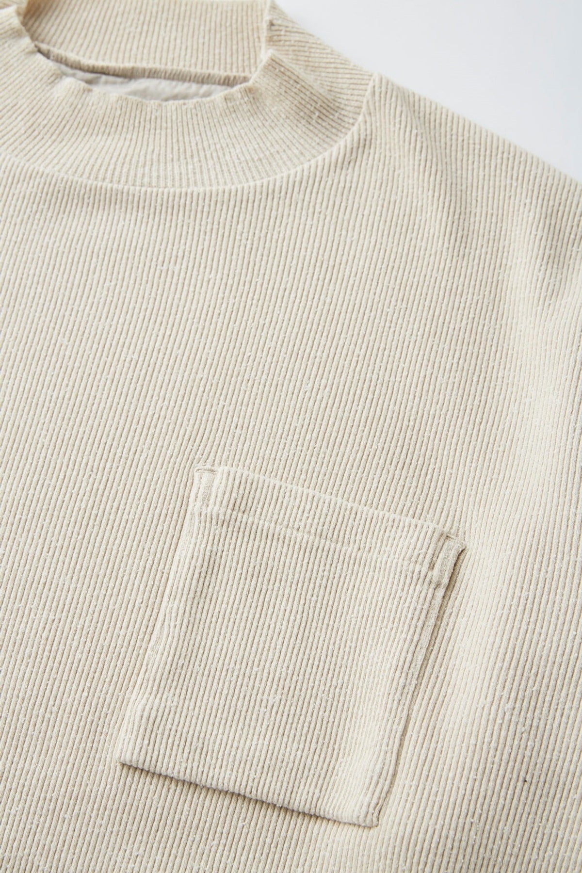 ○OLD JOE - MOCKNECK SILK NEP RIBED TOPS - FOG