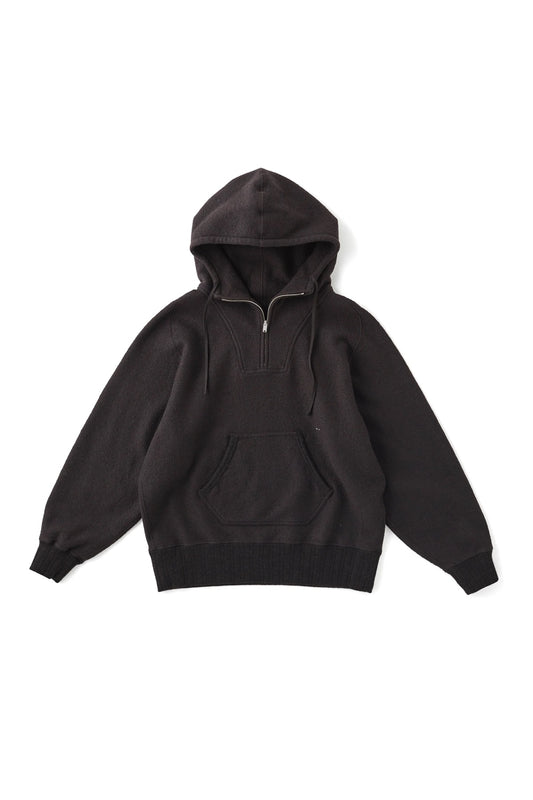 ○OLD JOE - QUATER ZIP ATHLETIC HOODIE - BARK