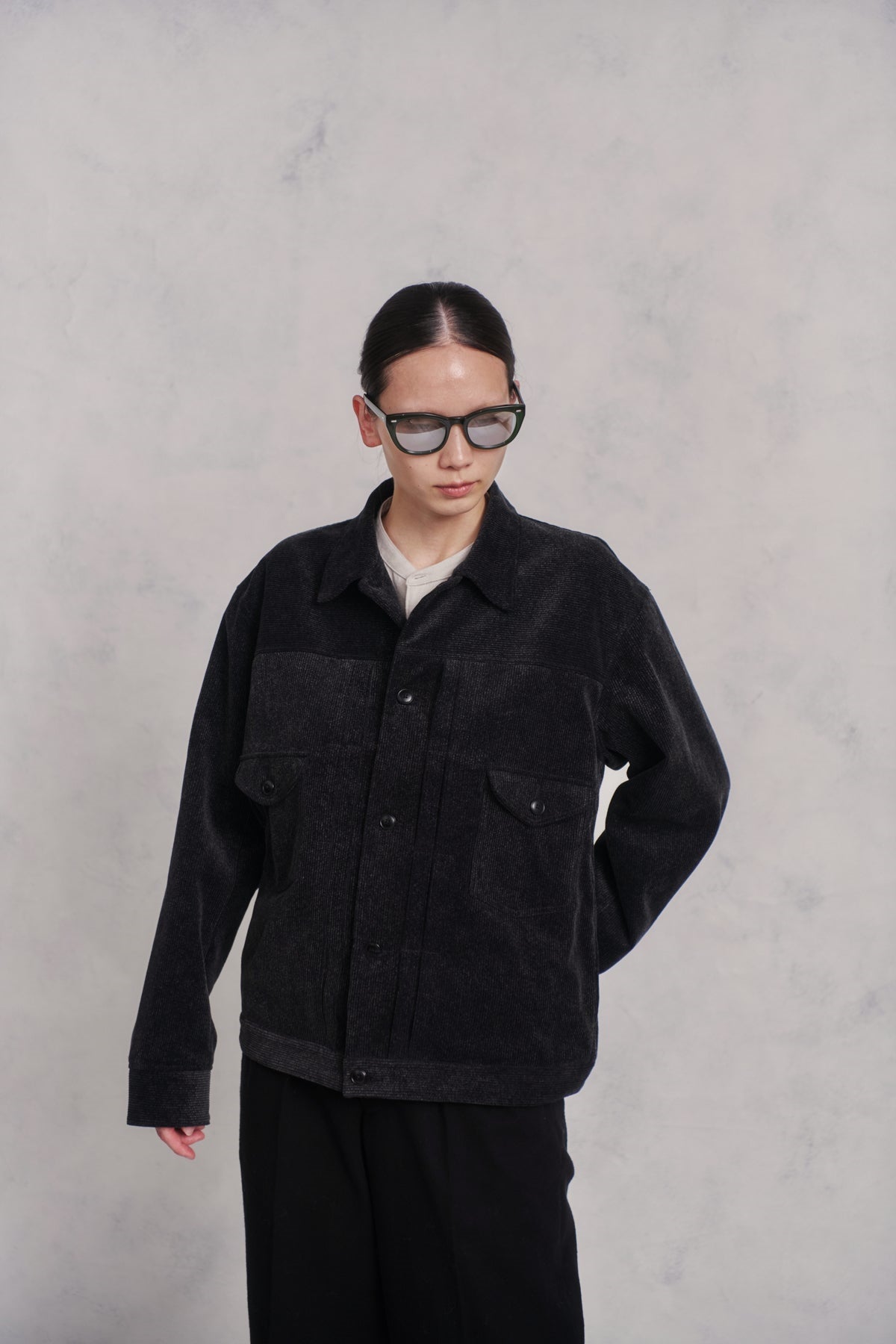 ○OLD JOE - PRINTED CORDS JEAN JACKET - GRAPHITE