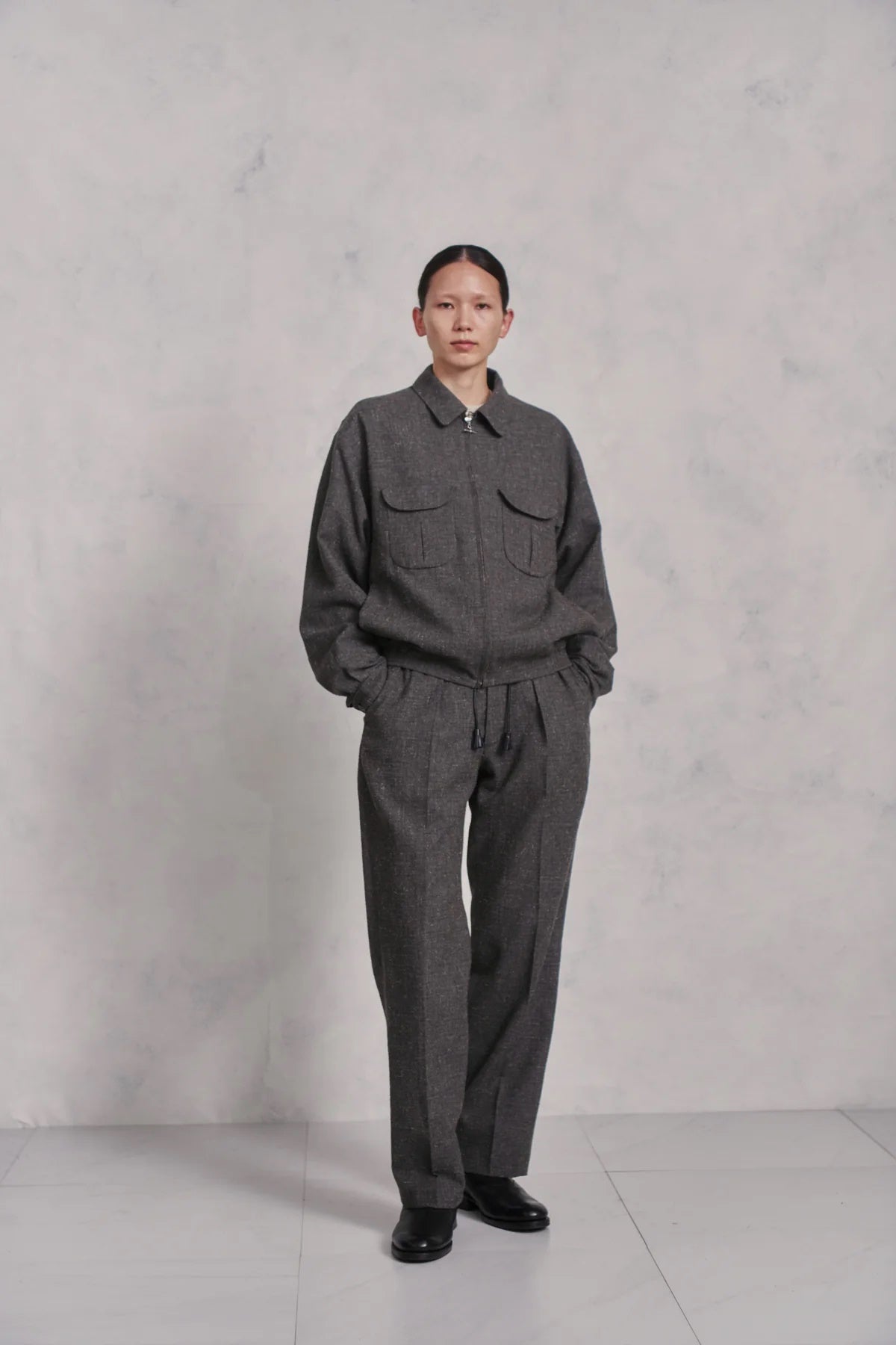 ○OLD JOE - DOUBLE PLEATED DRAPE TROUSER - PEWTER