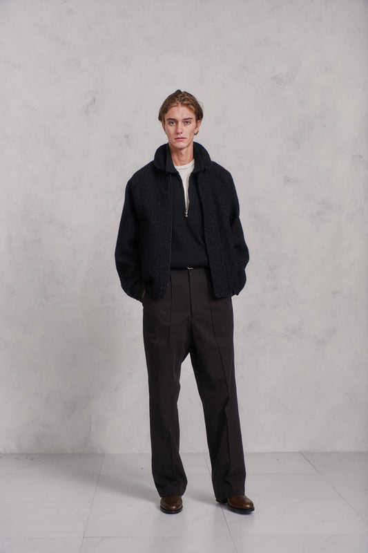 ○OLD JOE - ROUND-COLLAR MOTORING JACKET - ONYX