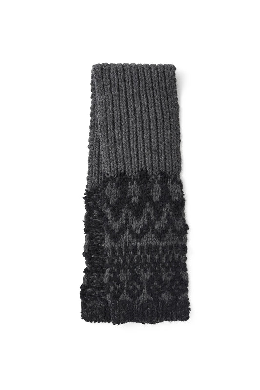 ○OLD JOE - NORDIC HAND SWEATER SCARF - GRAPHITE PATTERN