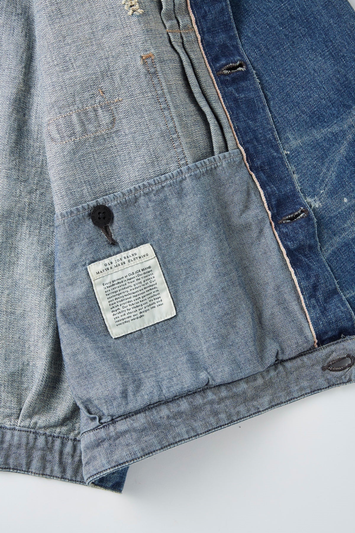 ○OLD JOE - ONE POCKET JEAN JACKET (SCAR FACE & PAINT) - INDIGO