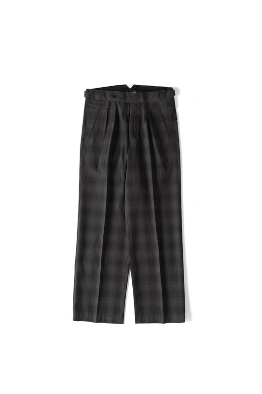 ○OLD JOE - DOUBLE-PLEATED SMARTY TROUSER - GRAPHITE PLAID