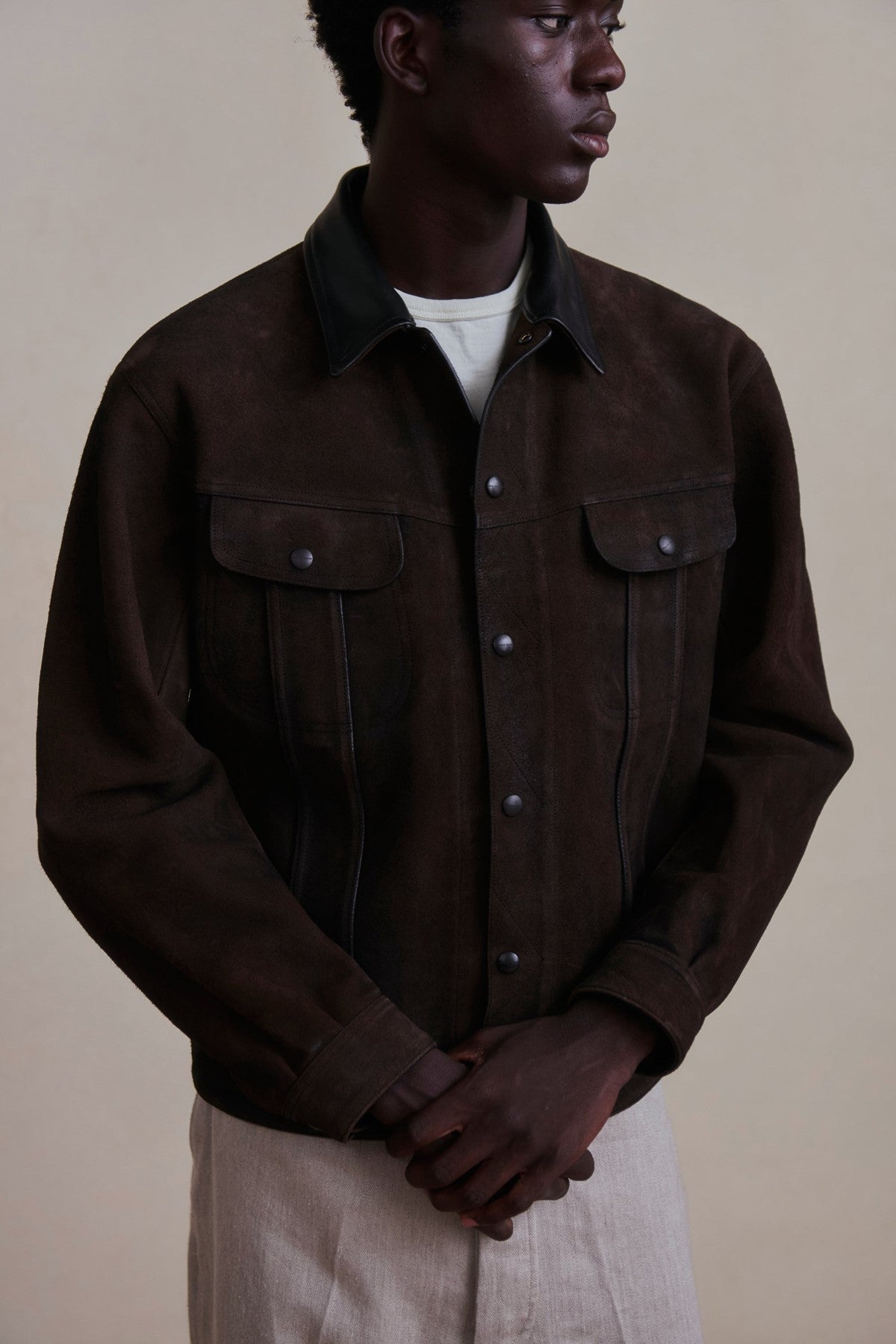 ○OLD JOE - PATINA HORSE-HIDE ROPER JACKET - EBONY SUEDE