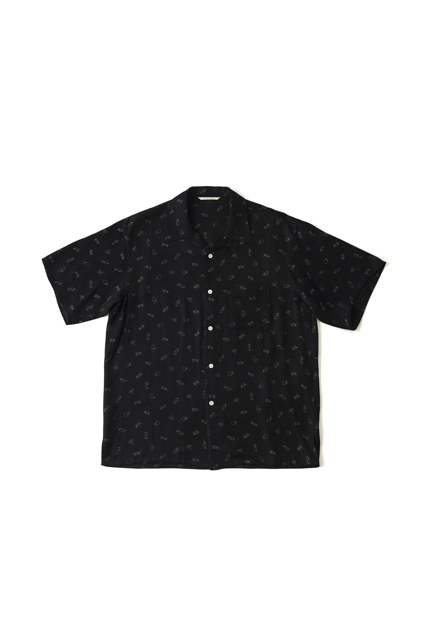 ○OLD JOE - ORIGINAL PRINTED OPEN COLLAR SHIRTS (ROPE KNOT) SS - BLACK