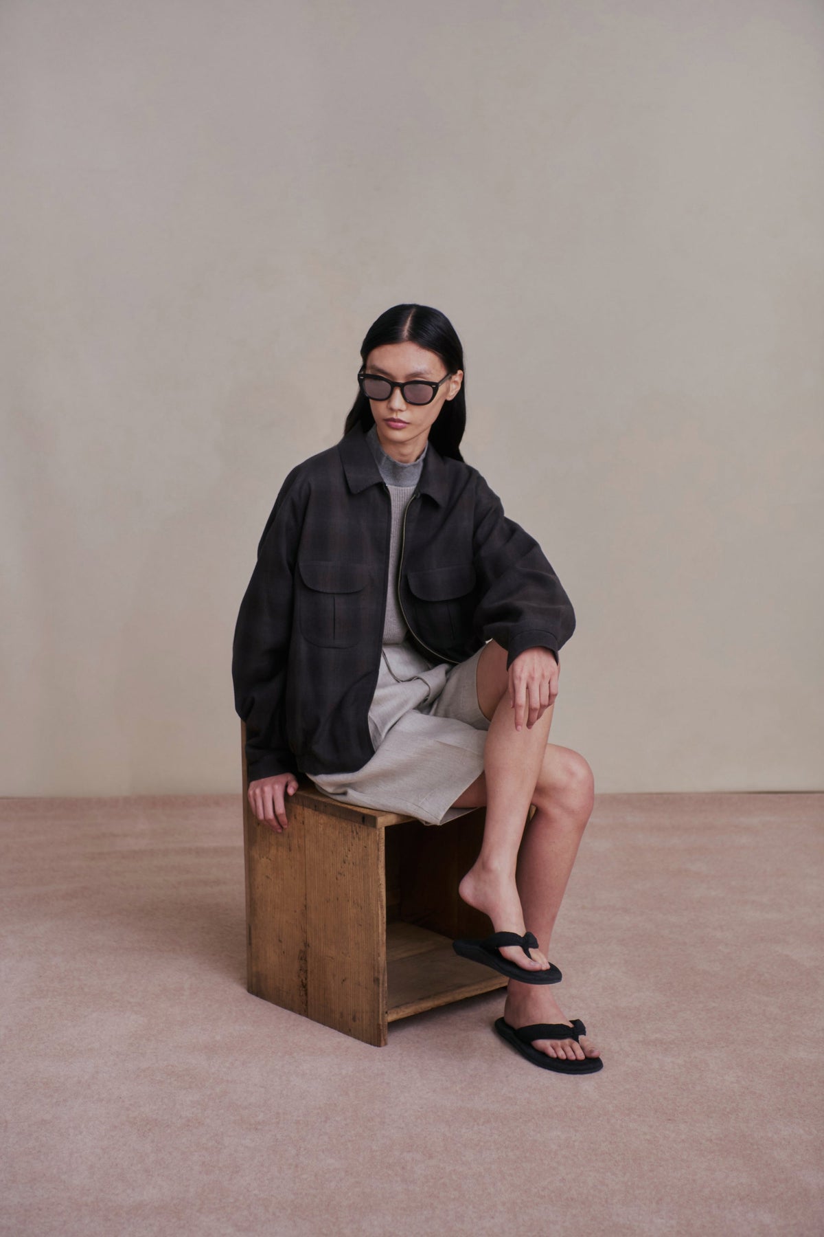 ○OLD JOE - PLEATED-POCKET RICKY JACKET - GRAPHITE PLAID