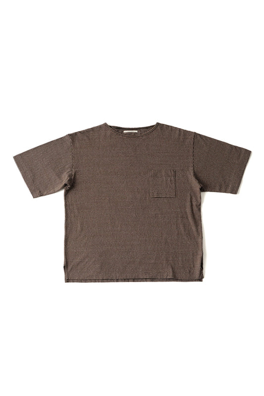 ○OLD JOE - MALTI STRIPED CREW-NECK TEE - COFFEE