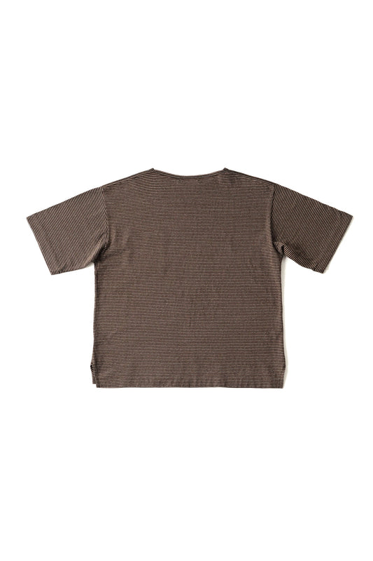 ○OLD JOE - MALTI STRIPED CREW-NECK TEE - COFFEE