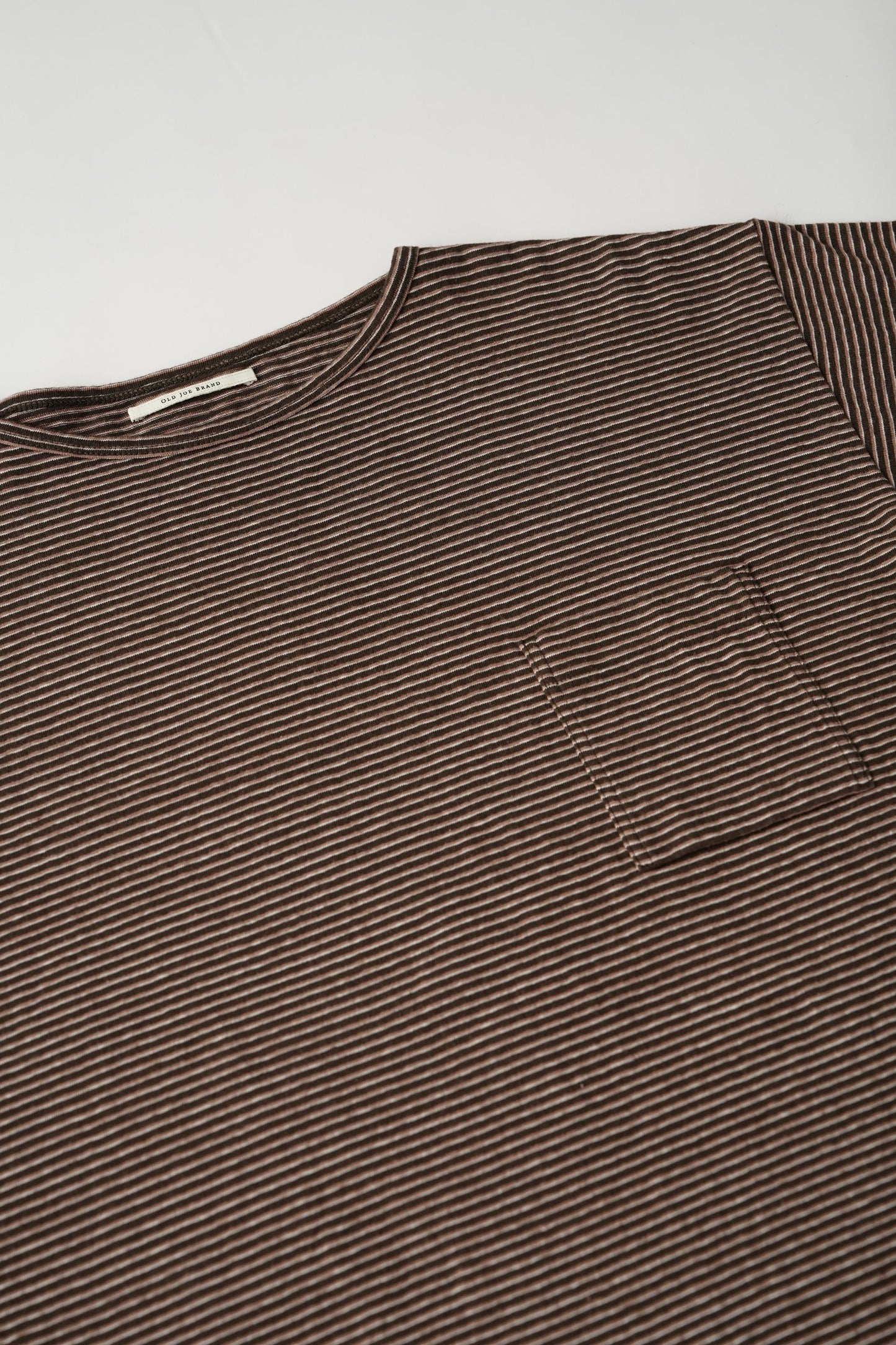 ○OLD JOE - MALTI STRIPED CREW-NECK TEE - COFFEE