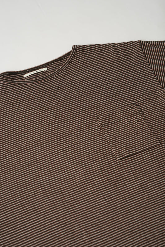 ○OLD JOE - MALTI STRIPED CREW-NECK TEE - COFFEE