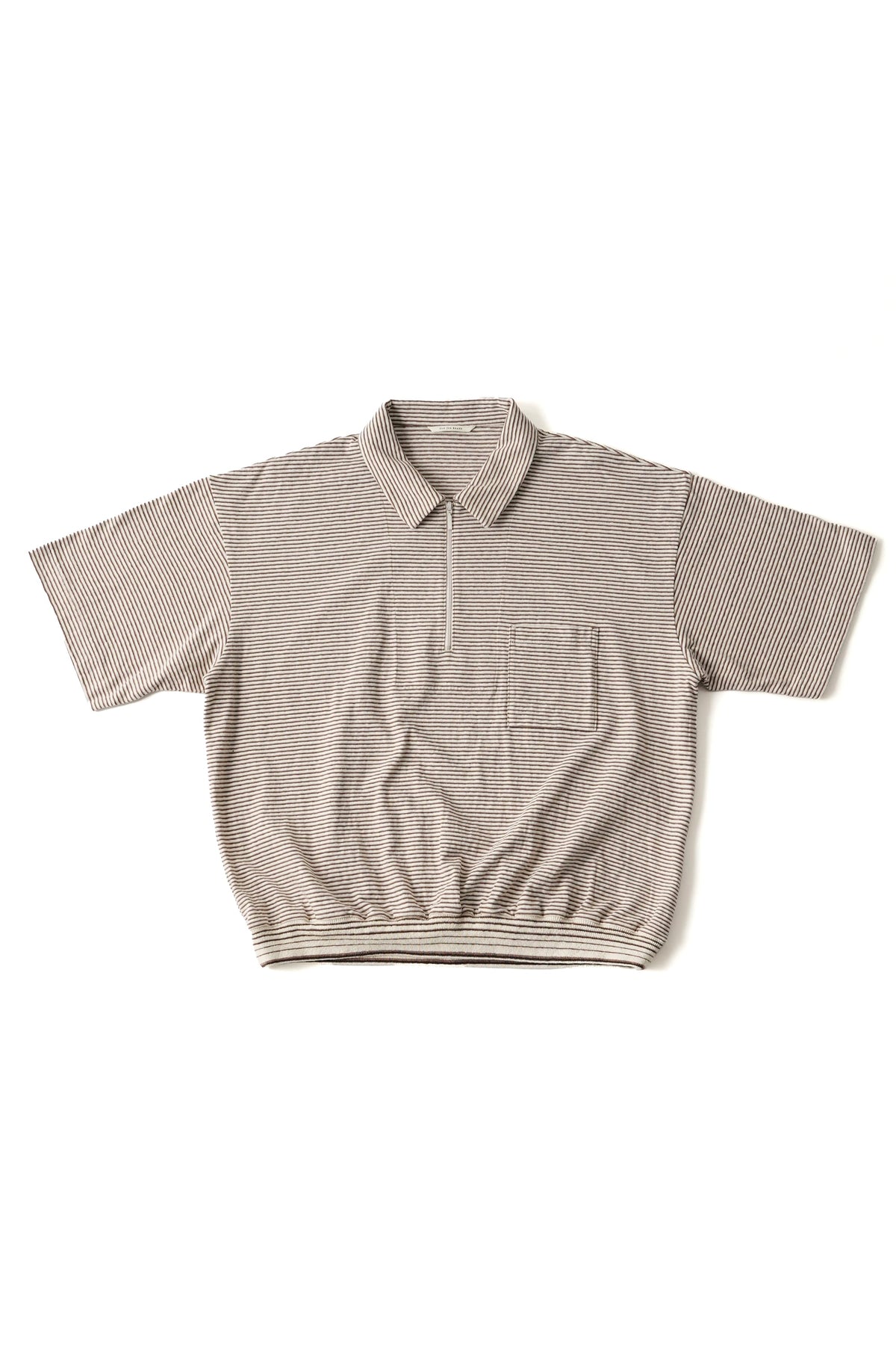 ○OLD JOE - MALTI STRIPED QUATER ZIP TOPS  - IVORY