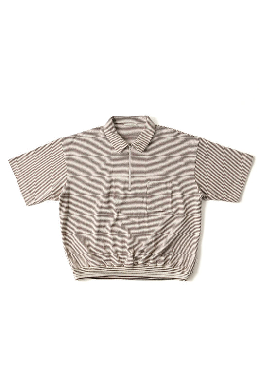 ○OLD JOE - MALTI STRIPED QUATER ZIP TOPS  - IVORY