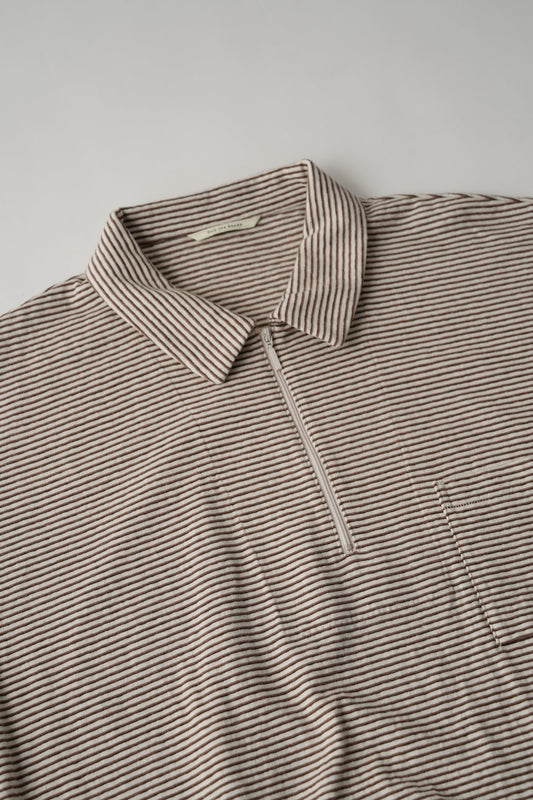 ○OLD JOE - MALTI STRIPED QUATER ZIP TOPS  - IVORY